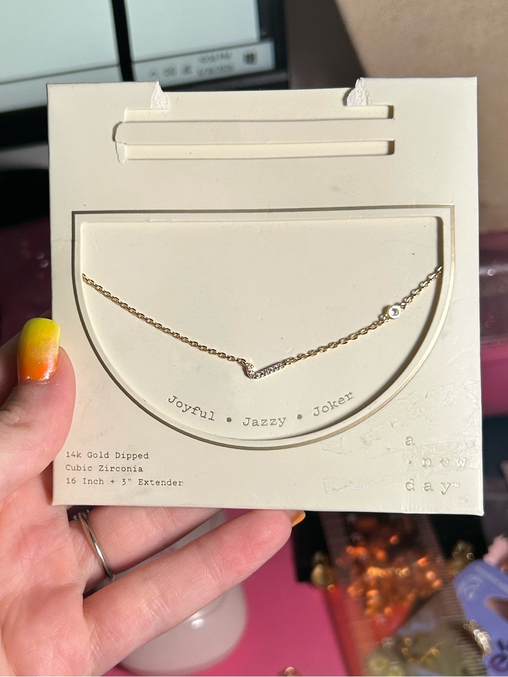 A New Day 14k Gold Dipped Initial J Cubic Zirconia Necklace NWT Target